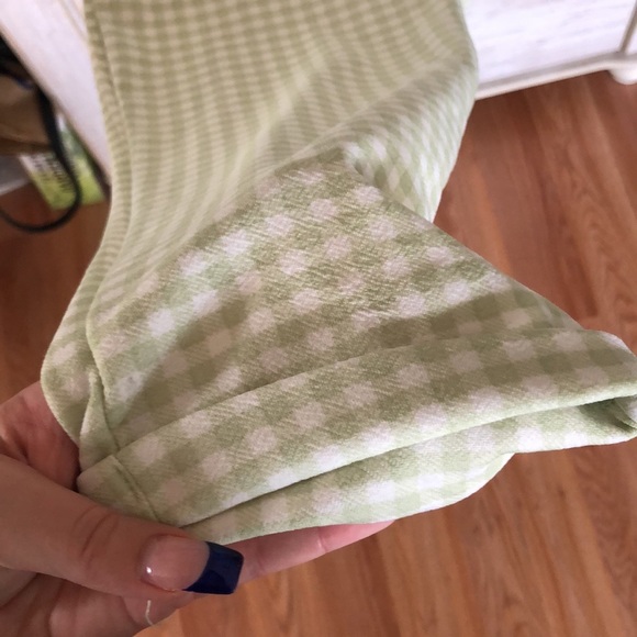 NWOT Green Gingham Trousers Size Large - Picture 4 of 4